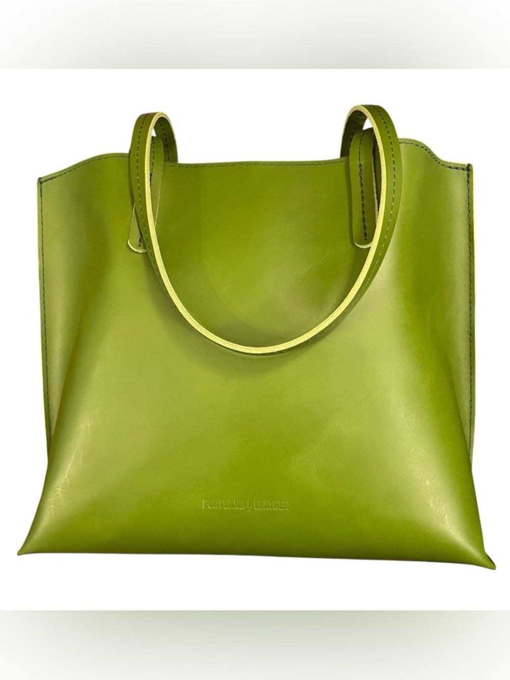 Portland Leather August Leather Tote in Green Apple - Picture 2 of 7